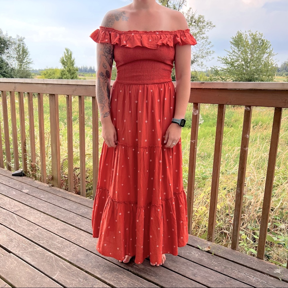 Embroidered Tiered Maxi Dress